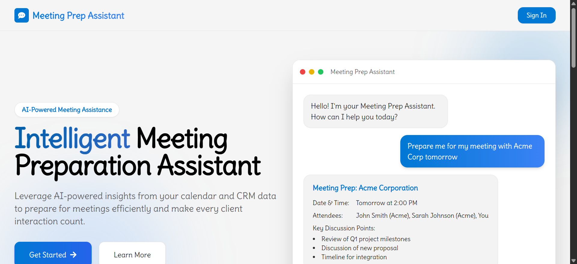 AI Meeting Preparation Assistant background blur